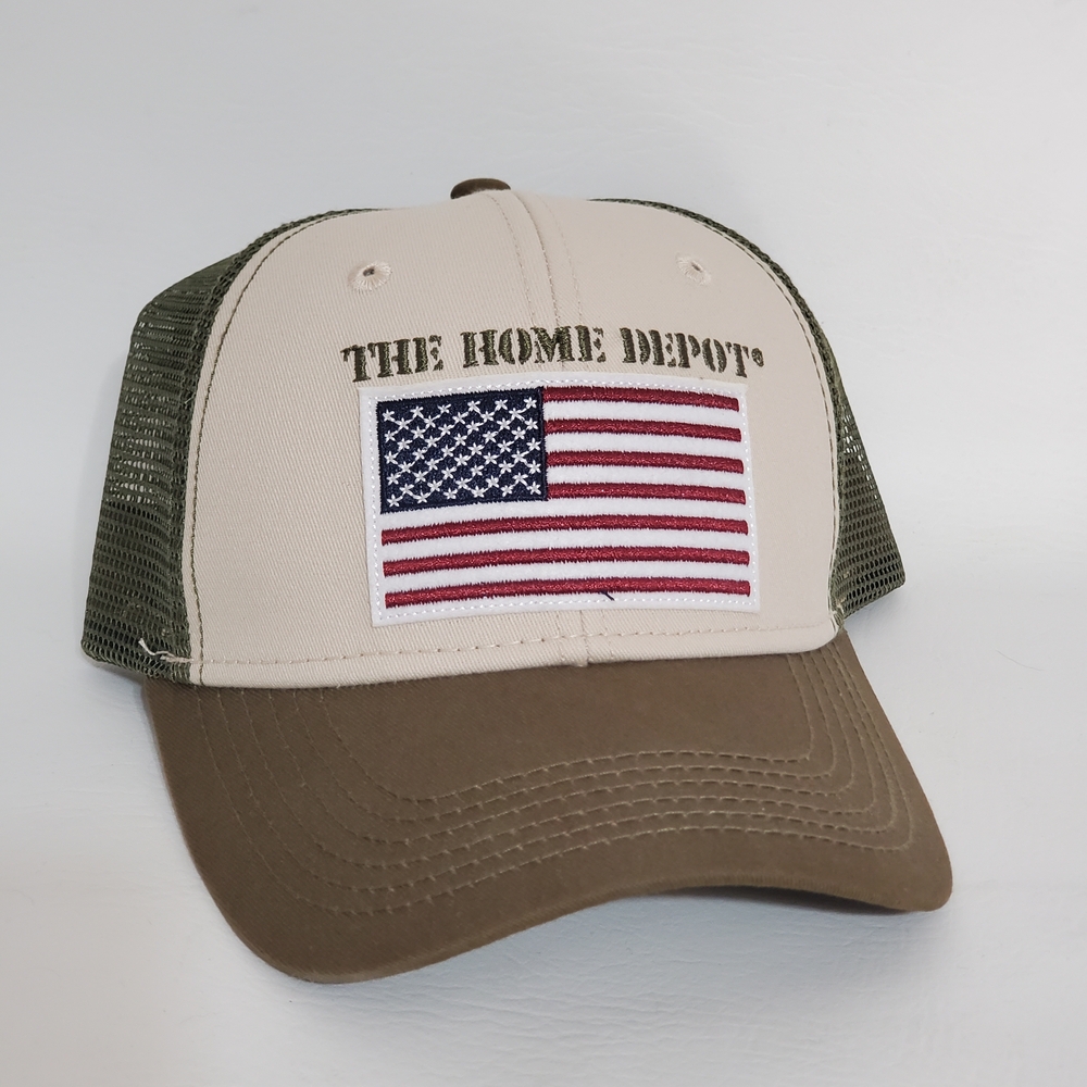 The Home Depot American Flag Cap Khaki Green Tan